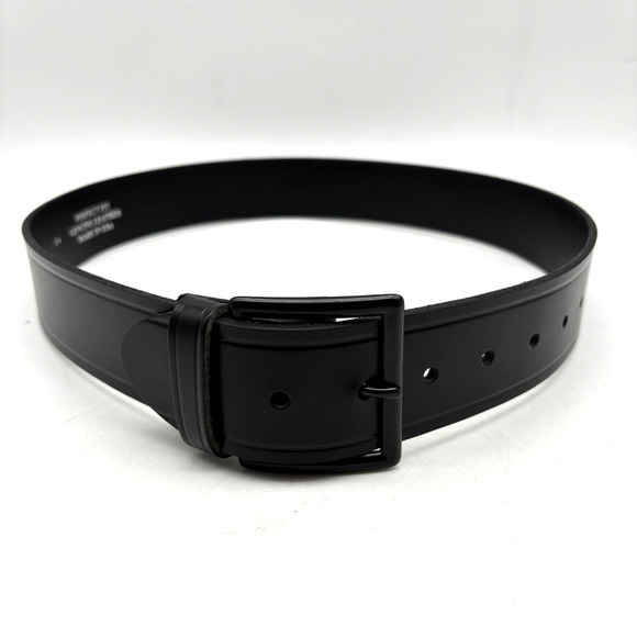 NEW Perfect Fit Black Genuine Leather Black Buckle Men's Belt 34 Made in USA - Picture 4 of 15